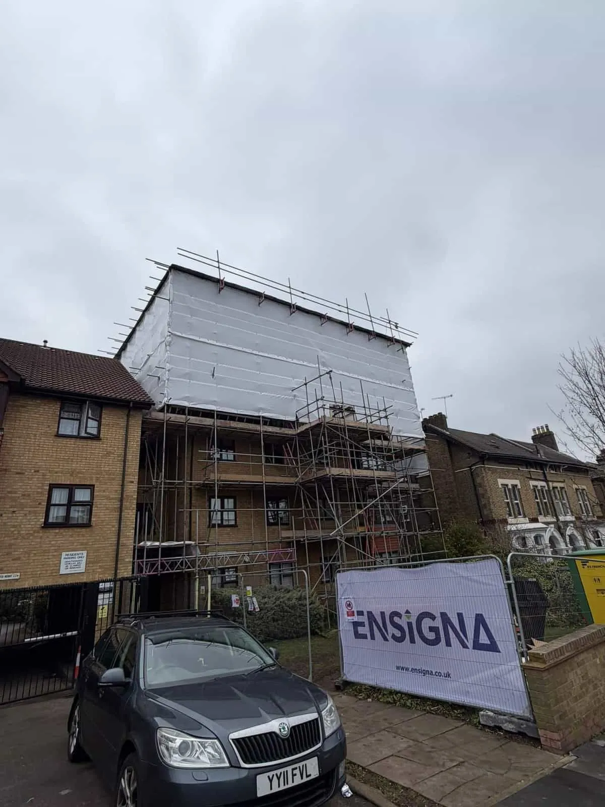 Scaffolding erected on Croydon home