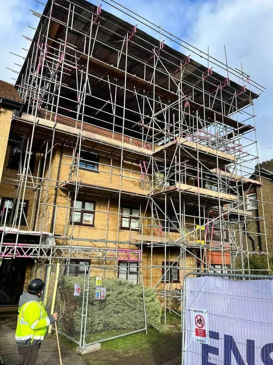 Scaffolding erected on commercial property in Croydon