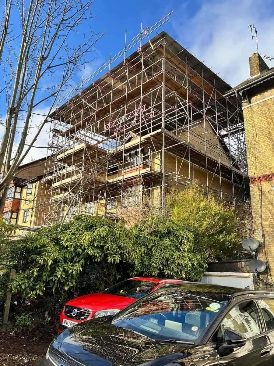 Scaffolding erected on street-facing property in Croydon