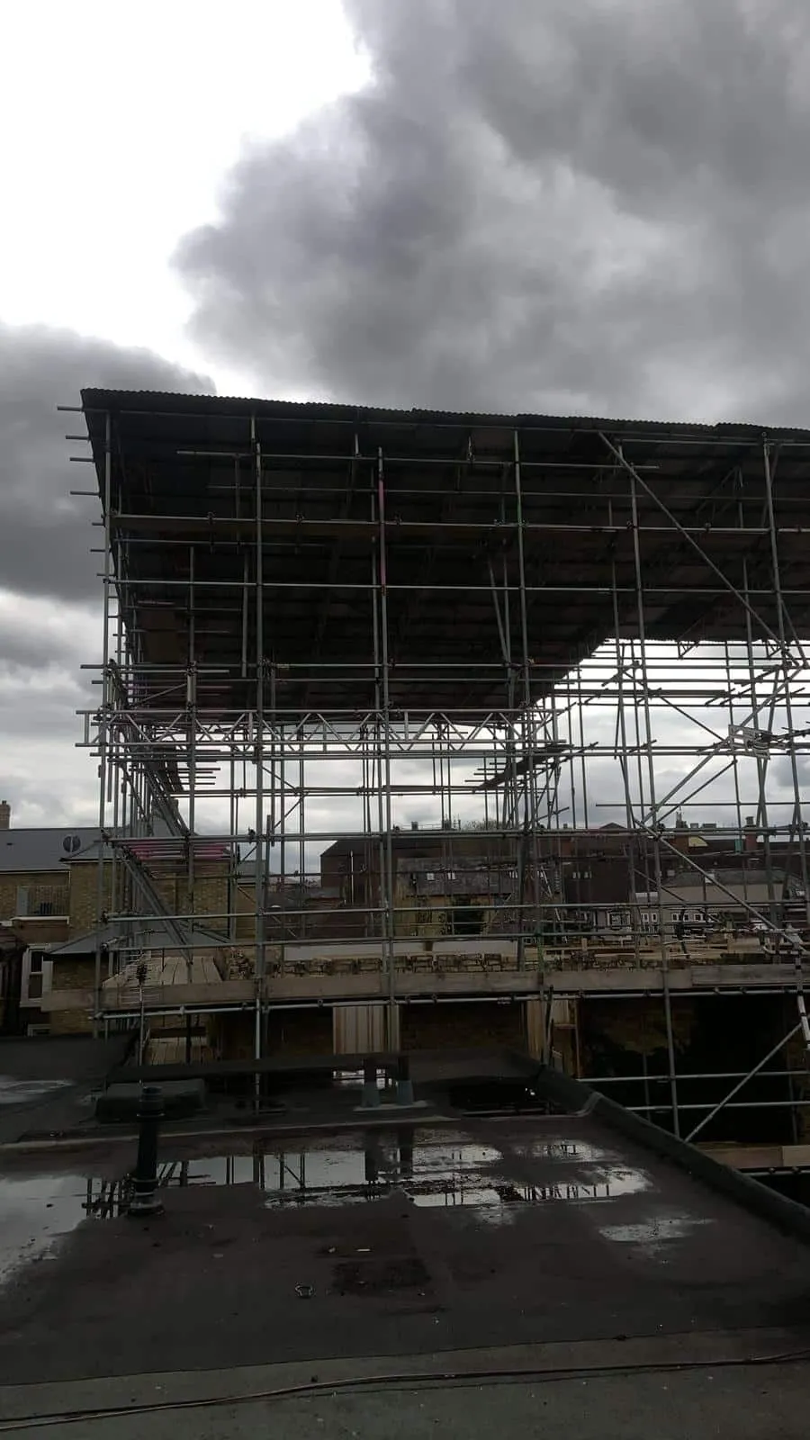 Temporary roof scaffold providing weather protection during loft conversion, Sevenoaks